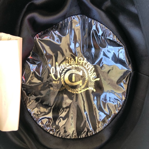 Charlie 1 Horse Made in Usa WPL 5923 100% Wool Western Boho Black Hat 7 1/4 - Picture 8 of 13